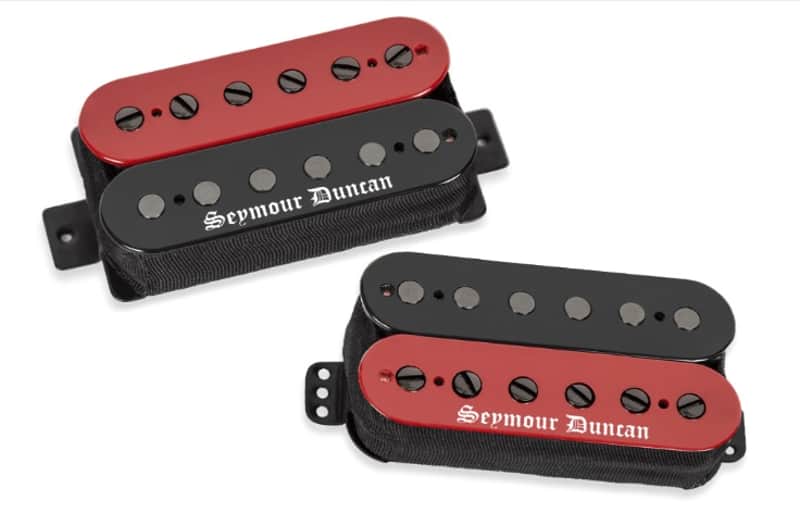 Seymour Duncan Black Winter Neck & Bridge Black/Red Zebra Trembucker Guitar Pickup Set image 1