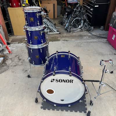 Sonor Delite 22-10-12-14 Drum Set- Jewel Blue Vintage Maple Shells image 7