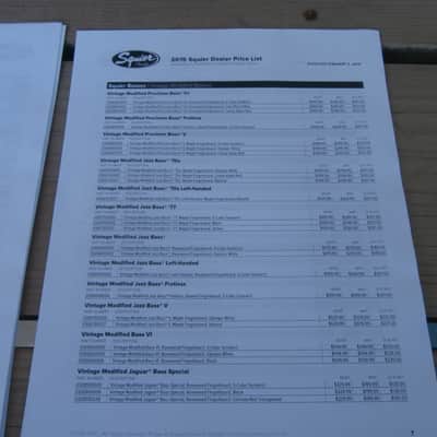 2015 Squier by Fender Confidential Dealer 8 Page Price List! Case Candy, Original Paperwork! image 2