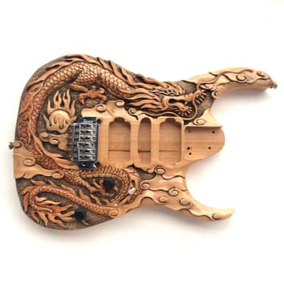 DIY Guitar Kit Ibanez Project Builder Custom Carved Dragon Solid Ash Body Only image 1