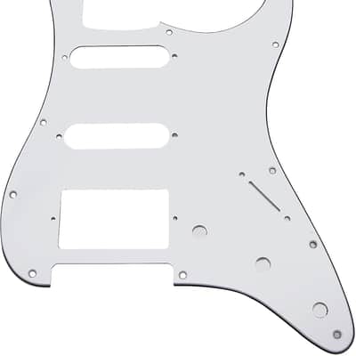 11 Hole HSS Pickguard Guitar Scratch Plate Compatible with American/Mexican Made Standard Strat Modern Style Guitar Replacement (3Ply White) image 3