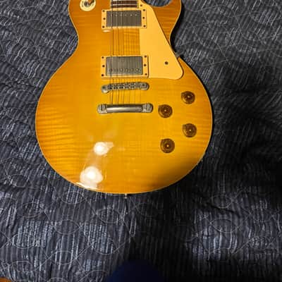 1980s Burny Super Grade LP Japan flame top 1989 Made in Japan - Lemon drop 1959 image 2