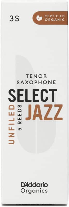 D'Addario Organics Select Jazz Unfiled Tenor Saxophone Reeds - 3 Soft (5-pack) (3-pack) Bundle image 1