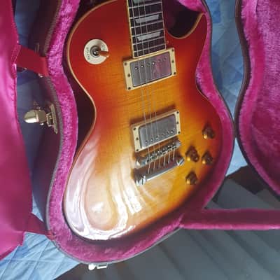 Solid Flame Maple Top Greco Egf-1800 Sunburst Super Real 1981 DryZ Brazilian Fretboard 1 piece body - Neck split - read descriptions image 8