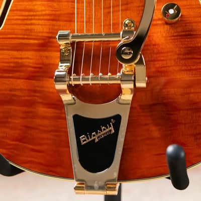Gretsch Electromatic LTD Flame Okoume Broadkaster Double-Cut with Bigsby Electric Guitar - Roundup Orange image 10