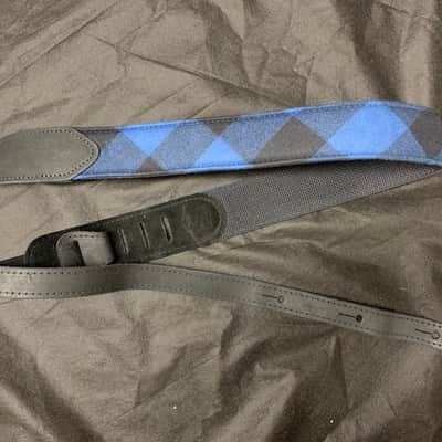 LM CF-BKB Cabin Fever 2" Flannel Black/ Blue Guitar Strap NEW image 1