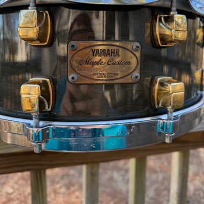 90s Yamaha Maple Custom 5.5x14” Snare - Black Maple image 2