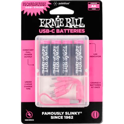 Ernie Ball USB-C Rechargeable AA Battery By Paleblue 4-Pack P09643