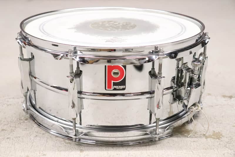 Premier 6.5x14 Chrome Over Steel Snare Drum 1980's | Reverb