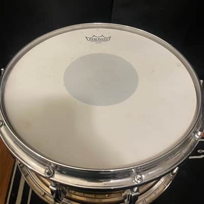 Ludwig No. 552 Bronze 6.5x14" 10-Lug Snare Drum with Rounded Blue/Olive Badge 1981 - 1984 - Clear-Lacquered Bronze image 7