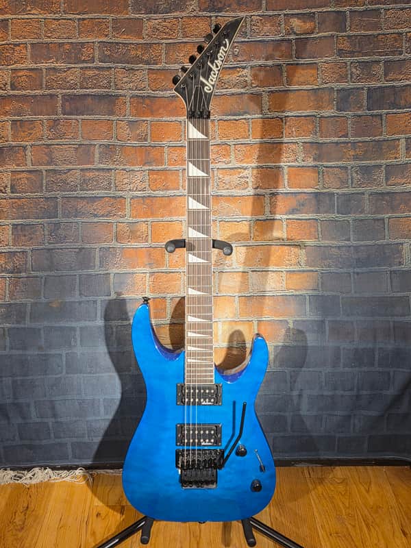 Jackson JS Series JS32Q DKA Dinky Archtop Amaranth Fretboard Transparent Blue image 1