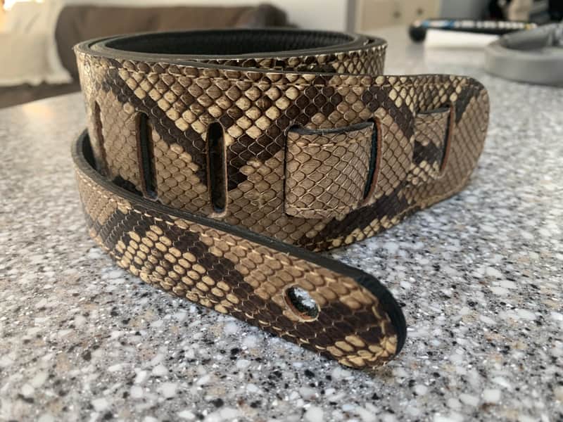 AF Designs Natural Reticulated Python Guitar Strap. Never used! image 1