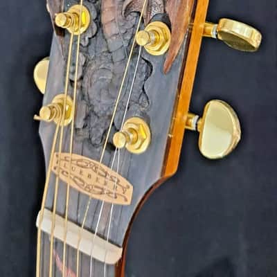 Blueberry Handmade Double Cutaway Grand Concert Acoutic Guitar Dragon Motif image 13