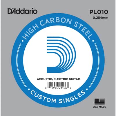 D'Addario Single String PL010 Plain - Single Guitar String image 1