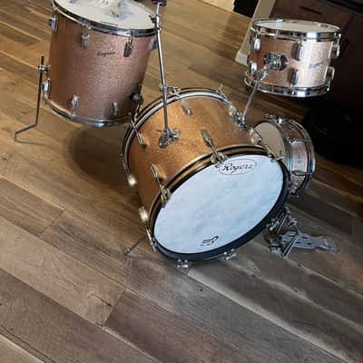 Rogers Covington-era Early 60s Drum Kit/Set - Champagne Sparkle, B&B lugs/Jasper Shells image 2