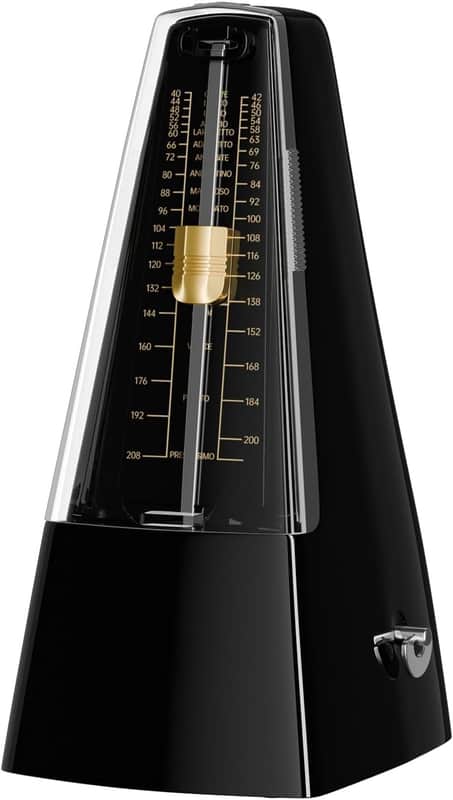 Mechanical Metronome for Guitar, Piano & Violin, 40-208 BPM with 4 Beat Modes (2/4, 3/4, 4/4, 6/8), Classic Wind-Up Design, Loud Clear Tempo for Beginners, Musical Instrument Accessories, Black image 1