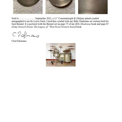 K Zildjian Istanbul Constantinople 1920's 11" splash cymbal,published on 2 drum books image 4
