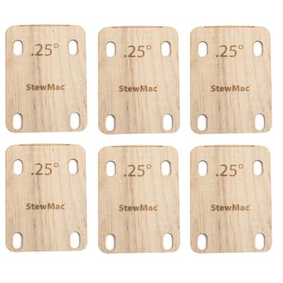 StewMac Neck Shims for Guitar, Shaped - 6 Pack of 0.25 Degree Shims image 1