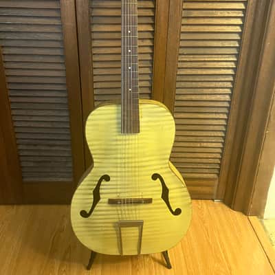 Sears Brand Archtop Jazz Guitar 1960 - Off-white with painted Zebra stripe image 4