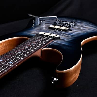 Suhr Modern Custom Mahogany 2015 Faded Trans Whale Blue Burst Quilt Top image 9
