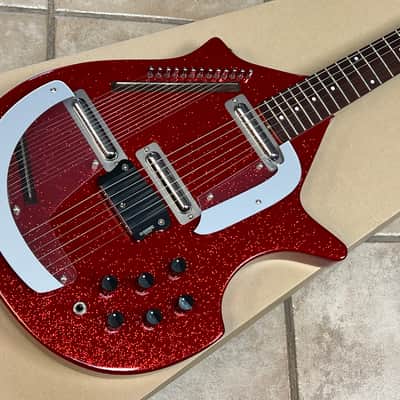 2025 Danelectro Coral Electric Sitar Red Sparkle Metal Flake image 3