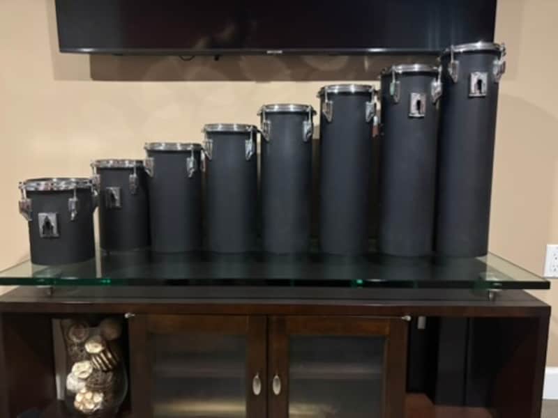 Vintage 1980's Octobans Tube Toms-8 Piece High & Low Pitch Set with Stand-Unknown Brand image 1