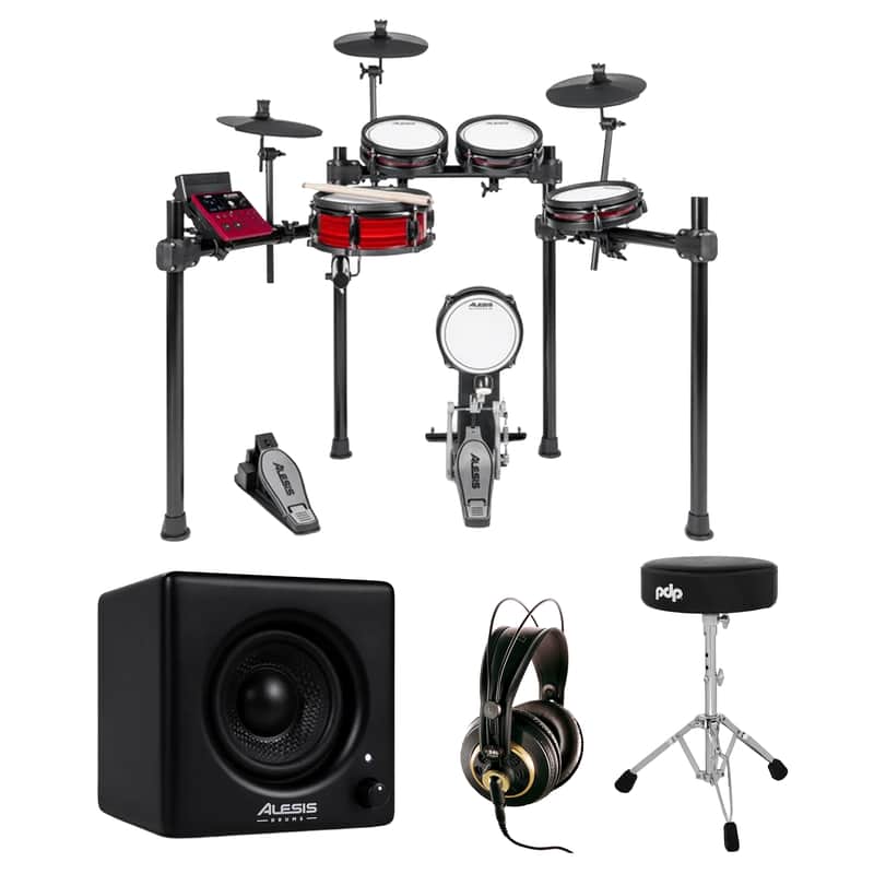 Alesis Nitro Pro 8-Piece Electronic Drum Kit + Drum Monitor + Headphones + Throne image 1