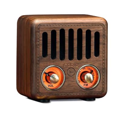 Retro Radio, Vintage Bluetooth Speaker, Walnut Wooden FM Radio with Bluetooth 4.2, Old Fashion image 1