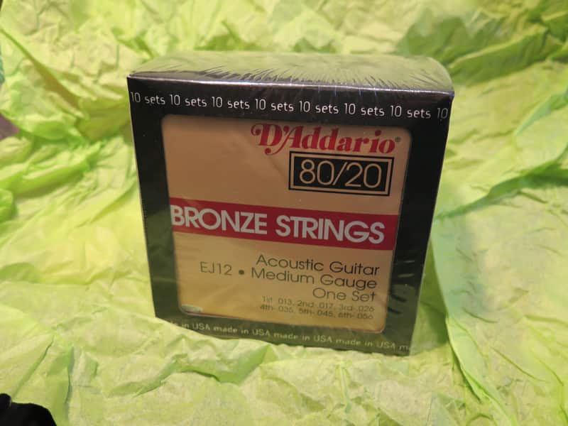 NEW BOX OF 10 SETS - D'addario strings 80/20 bronze acoustic guitar strings EJ12 .013 Medium gauge image 1