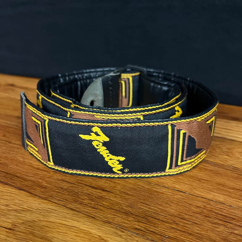 Fender 2" Monogrammed Guitar Strap - White / Brown / Yellow image 1