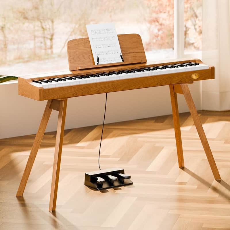 Piano keyboard 88 Key Weighted Keys: keyboard Piano 88 Key Weighted Full Size Keyboard Premium Sound MIDI Headphone Jack Triple Pedal Compact image 1