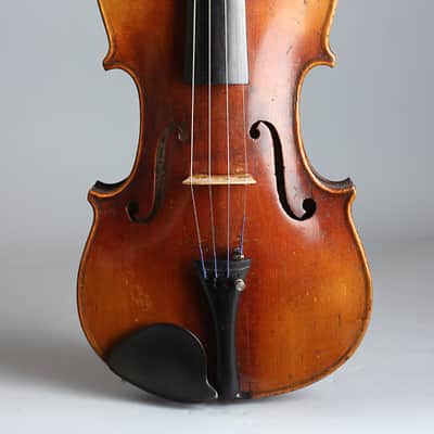 Violin (unlabelled)  (early 20th C.), original black hard shell case. image 3