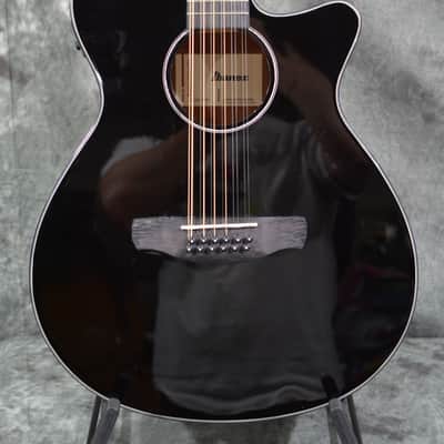 Ibanez AEG5012 12-String Acoustic Electric Cutaway Black w/ FREE Same Day Shipping image 1