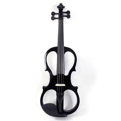 Full Size 4/4 Black Electric Silent Violin Kit – Beginner Student Set with Case, Bow, Rosin, Headphones & Cable – Practice Anywhere Without Disturbing Others image 3