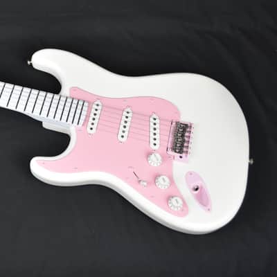 Custom Pre-order! Left Handed Stratocaster White Pink SSS 5-Way Wilkinson 60's WVS Alnico 5 image 1