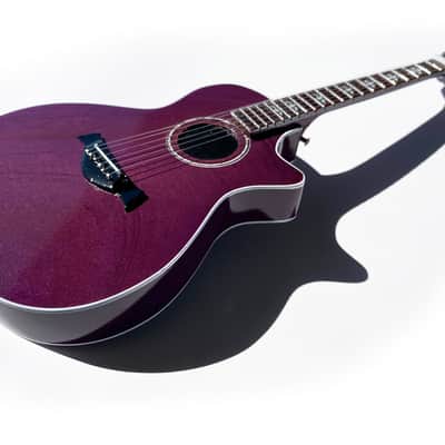 Axe Heaven 1:4 Scale Replica Prince Acoustic Guitar Taylor 612CE Mini Guitar Purple Sparkle image 5