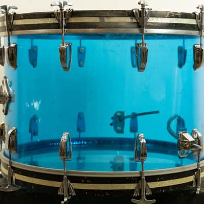1970s Ludwig 14x22 Blue Vistalite Bass Drum image 3