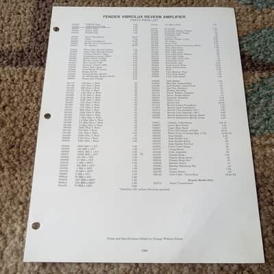 Vintage 1980 Fender Vibrolux Reverb Amplifier Parts List and Schematic! Original Case Candy, Paperwork! image 1