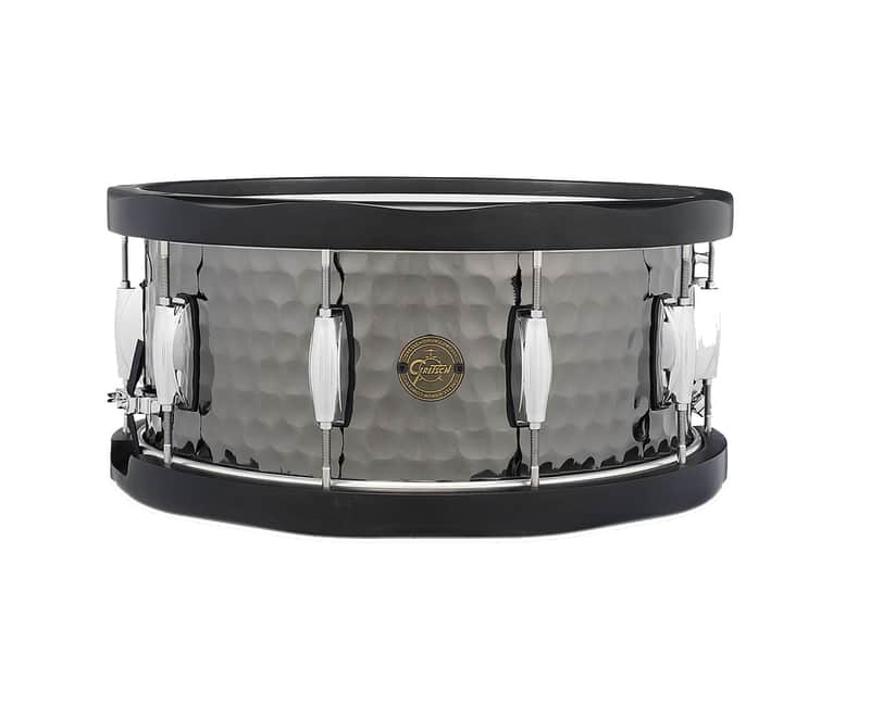 Gretsch Drums 6.5x14" Hammered Black Steel Snare Drum w/Wood Hoop image 1