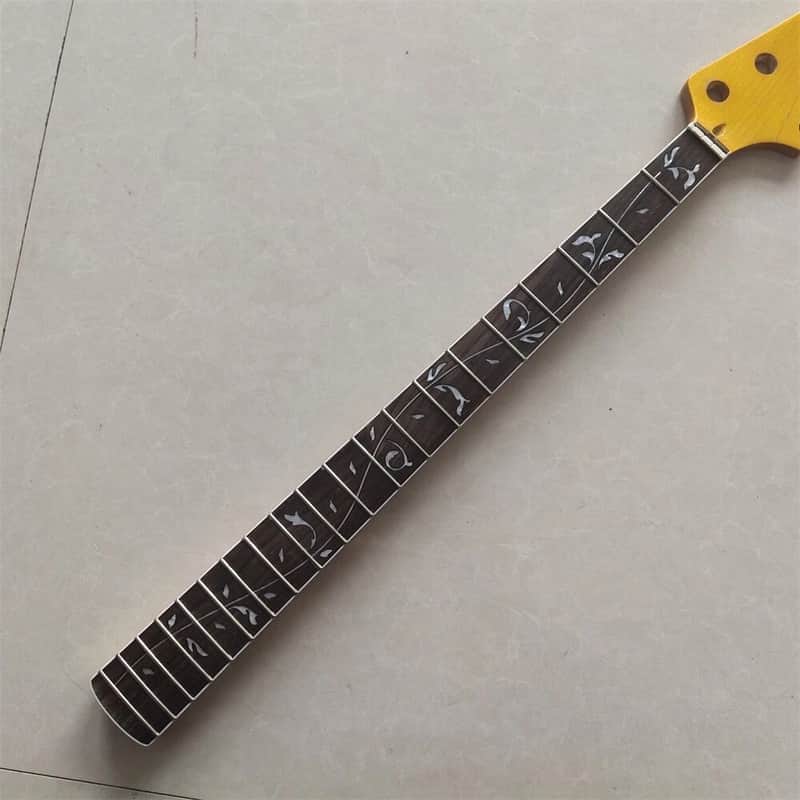 Yellow Maple Wood 4 String Jazz Bass Style Neck, Rosewood Fingerboard 20 Frets, Tree of Life Inlay image 1