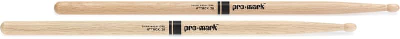 Promark Classic Attack Drumsticks - Shira Kashi Oak - 2B - Wood Tip (3-pack) Bundle image 1