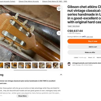 Gibson Chet Atkins CE 1980s Nylon String Electric Guitar USA (Excellent) image 14