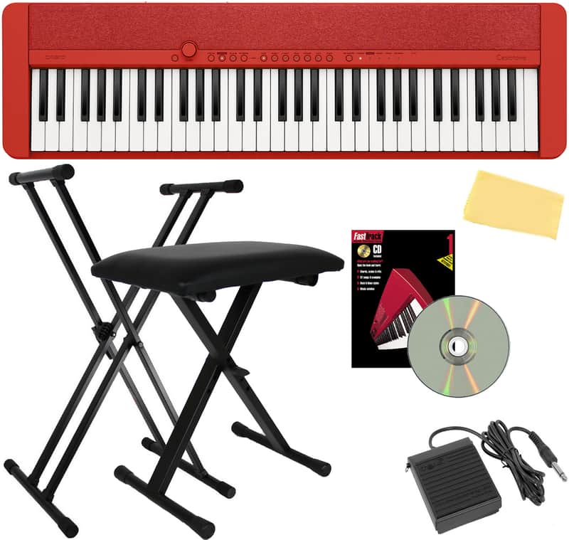Casio CT-S1 Casiotone 61-Key Keyboard - Red w/ Adjustable Stand image 1