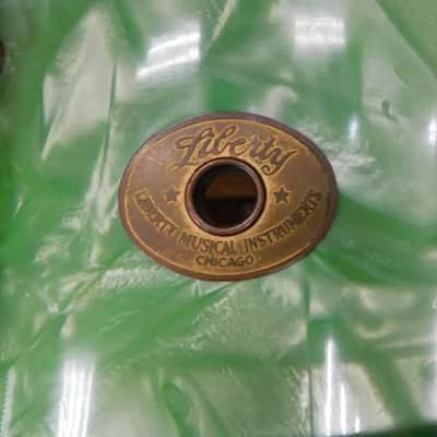 Vintage 1927 Liberty 5x14 Solid Walnut Shell Snare Drum Sea Green Pearl - RARE! image 12