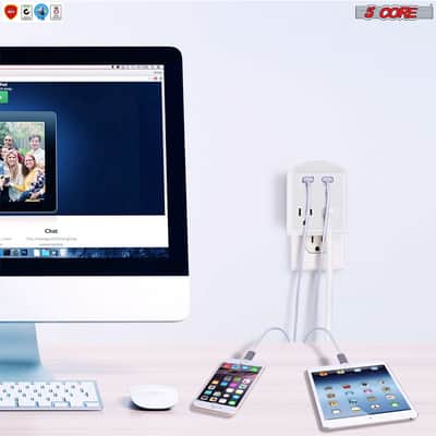 5 Core Charger Block In Wall USB Charger Fast Charging Block 2 USB 2 Outlet 2U2O-4 image 3