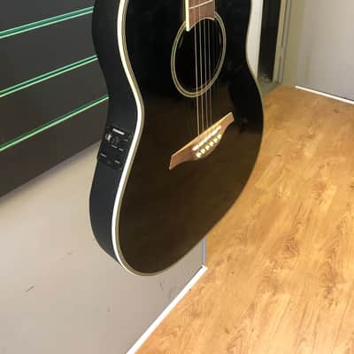 Vintage Synergy Series VR6BK Gloss Black Bowlback Electro Acoustic Guitar image 3