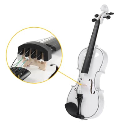 🎅🎄 For Pros and Beginners! Arctic White Violin +Case/Bag +Bow +Wax image 8