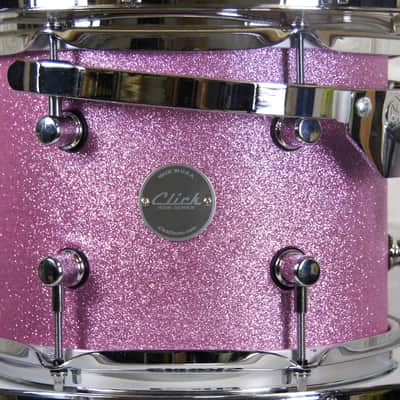 Click Icon 4pc Maple Drum Set Satin Pink Sparkle Shell Pack 18 14 10 14 image 20