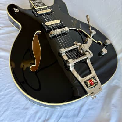 Hagstrom TREVIDLX-BLK Tremar Viking Deluxe Semi-Hollow with Tremolo 2010s - Gloss Black image 4