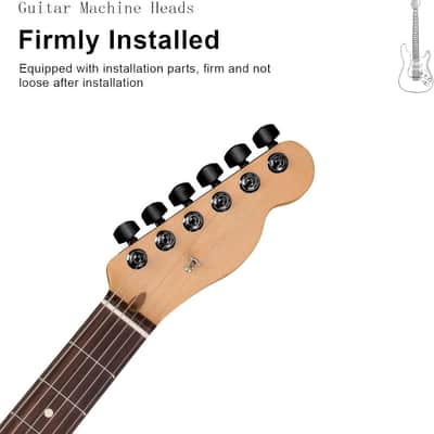 6 Pieces 6R Guitar tuner pegs,Big Square Sealed guitar tuning pegs tuners machine heads,for Acoustic or Electric Guitar (Black) image 3